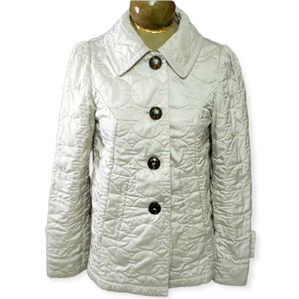Laundry By Design Quilted Button Down Ivory Jacket Size Small